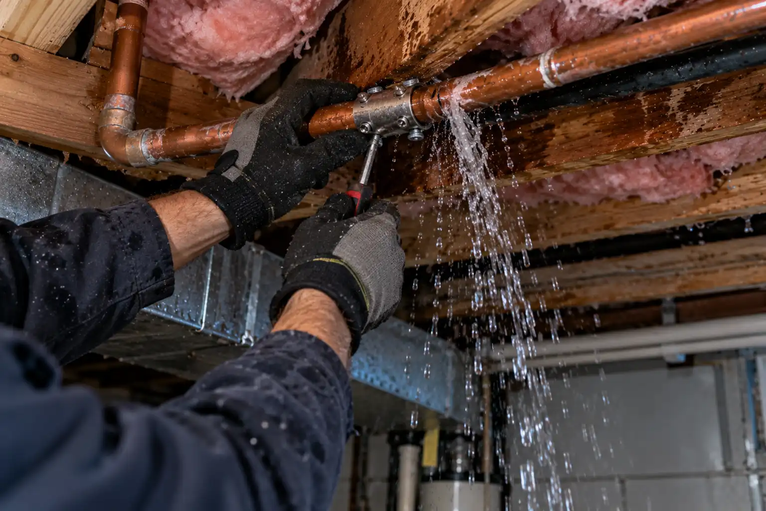 frozen pipe repair Caledon plumber thawing a burst water line