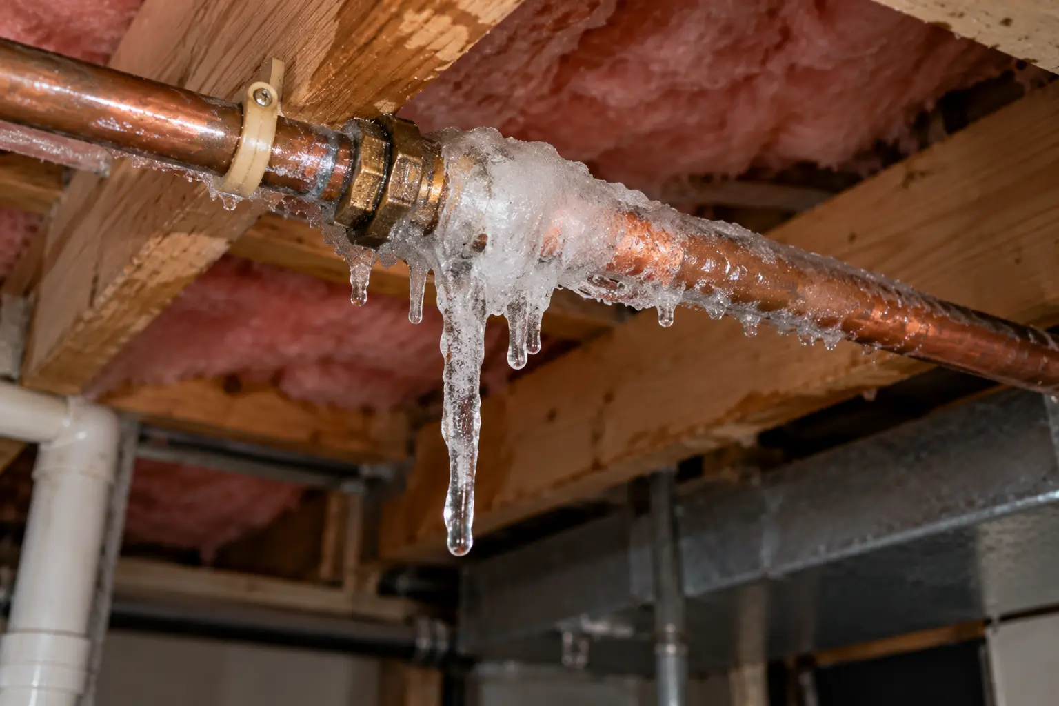 pipe insulation and heat cable installed to prevent frozen pipes in Caledon