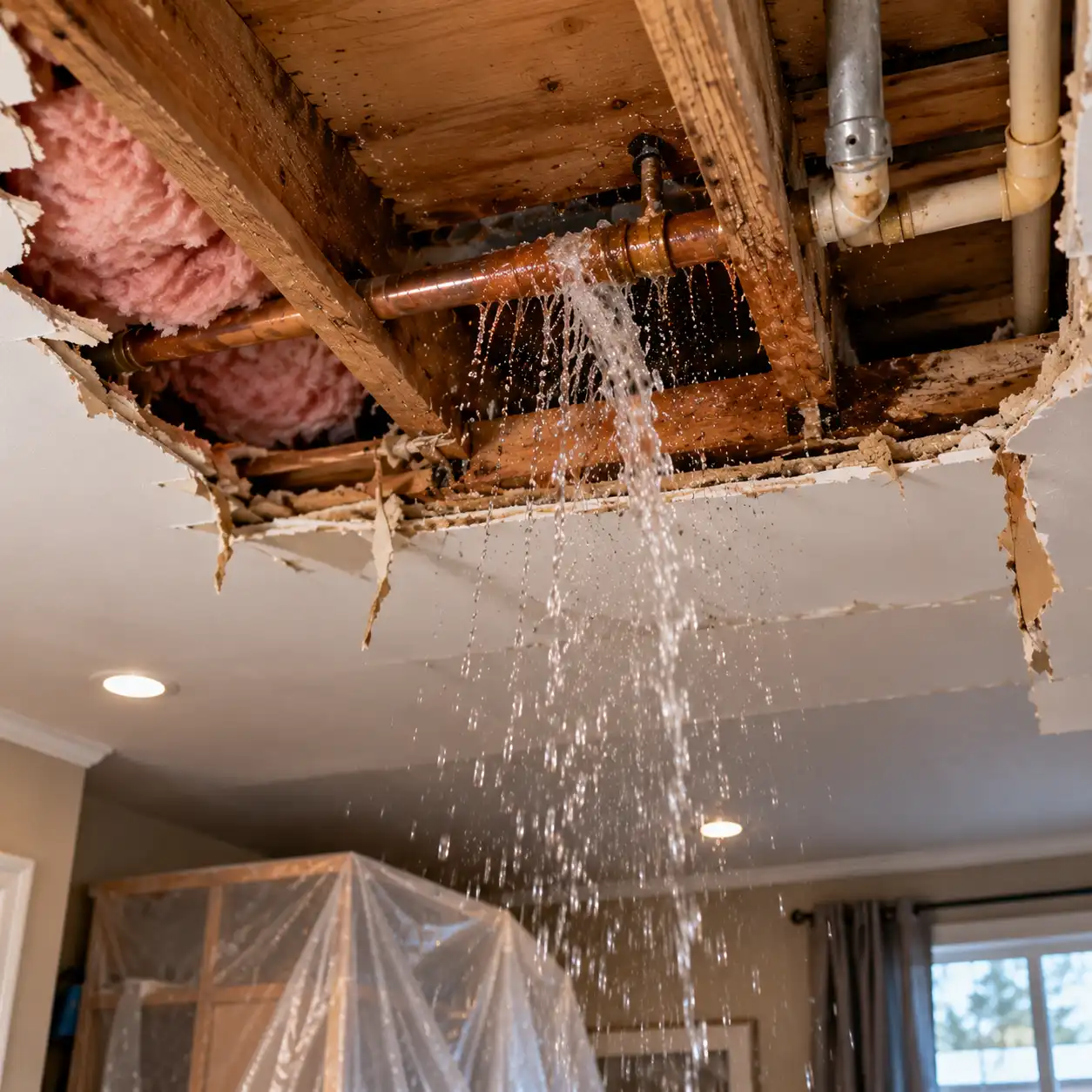 frozen water line in an uninsulated Caledon crawl space