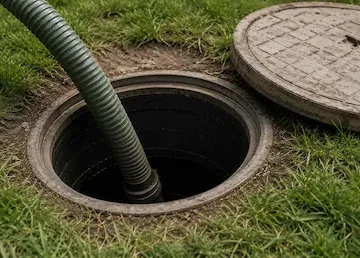 septic tank lid located and opened for fall pumping in Caledon
