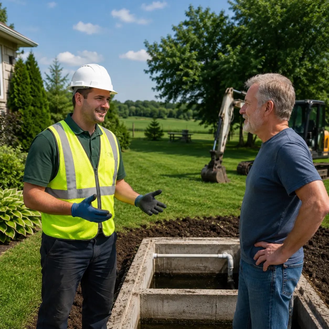 septic tank cleaning Caledon technician checking baffles and effluent filter