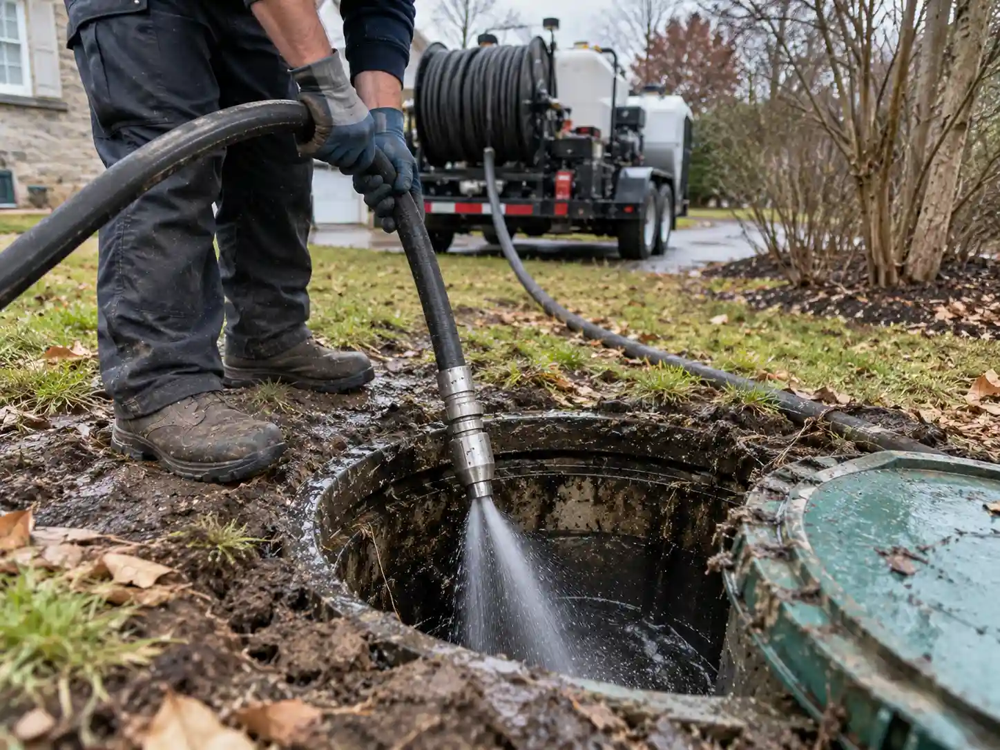 Sewer pipe interior before and after high-pressure hydro jetting in Caledon