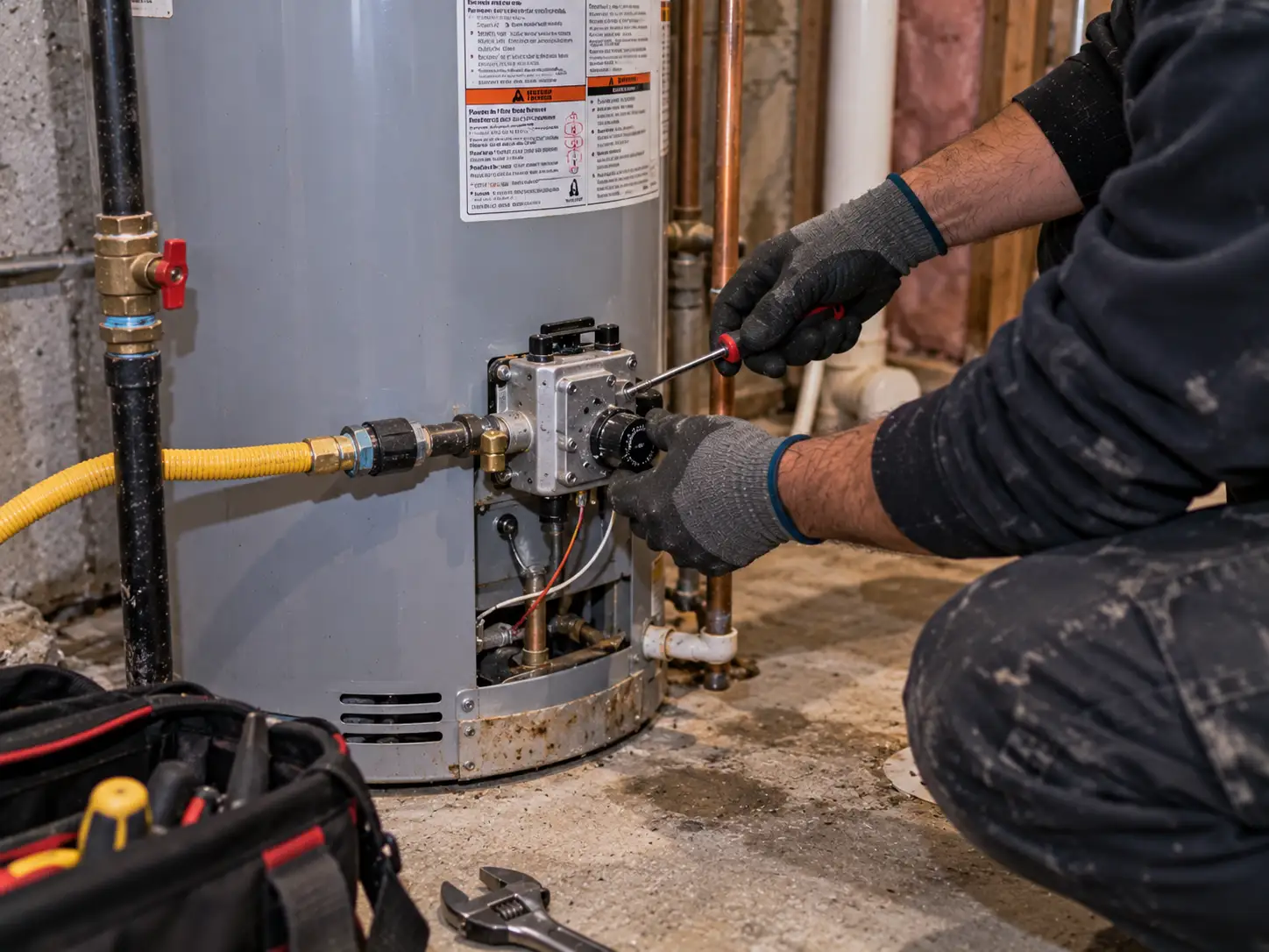 TSSA-certified technician performing boiler repair in a Caledon home