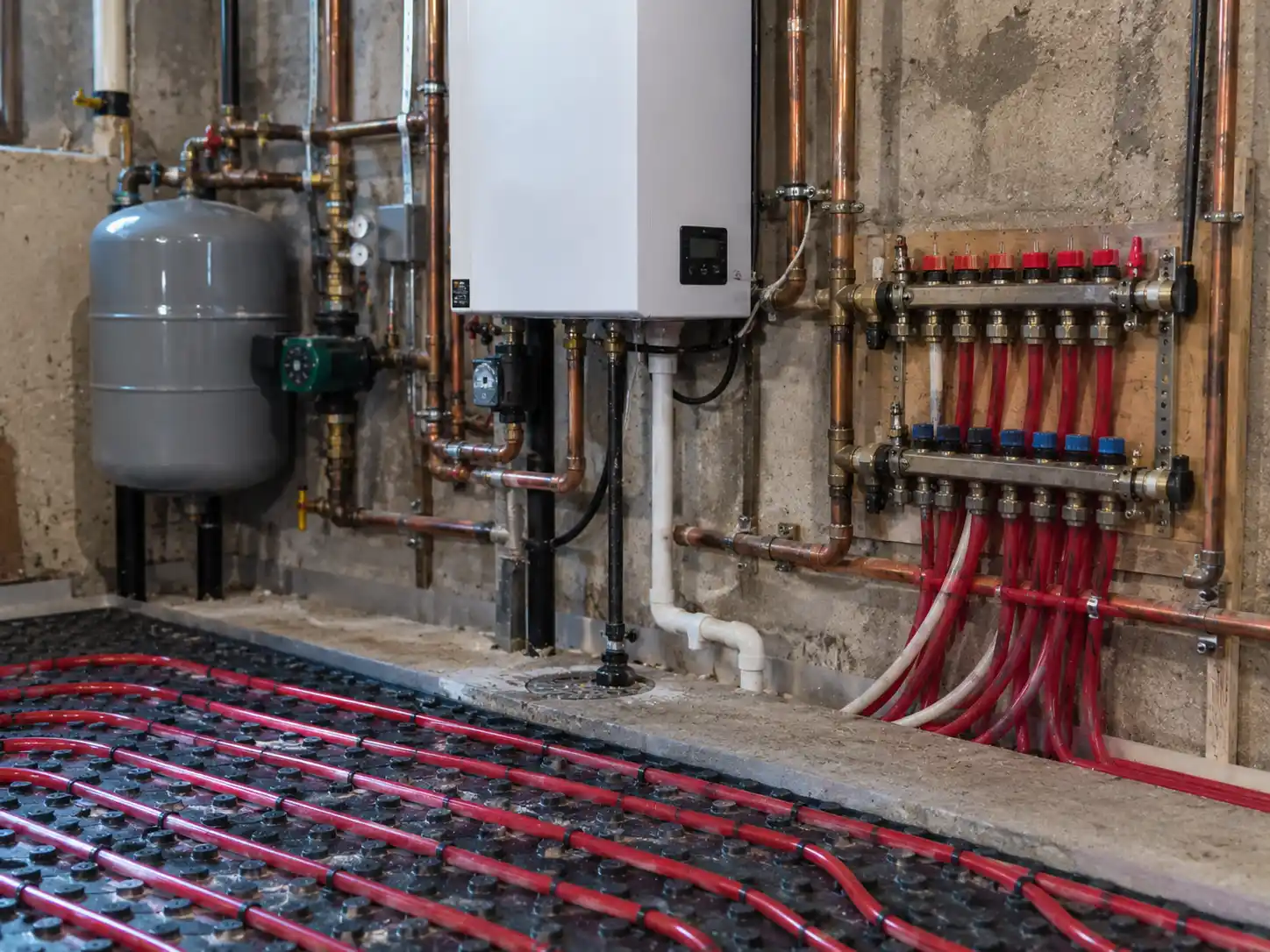 Radiant floor heating manifold and hydronic heating repair in a Caledon home