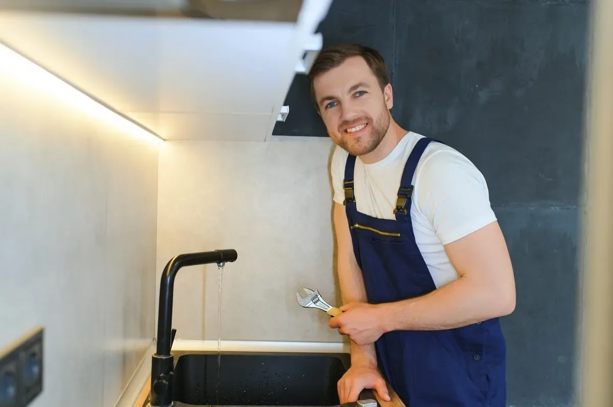 Plumber in Caledon fixing kitchen faucet